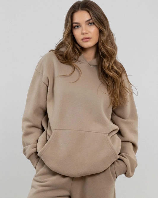 Cotton Fleece Hoodie - Khaki