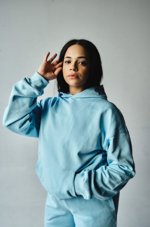 French Terry Hoodie - Baby Blue