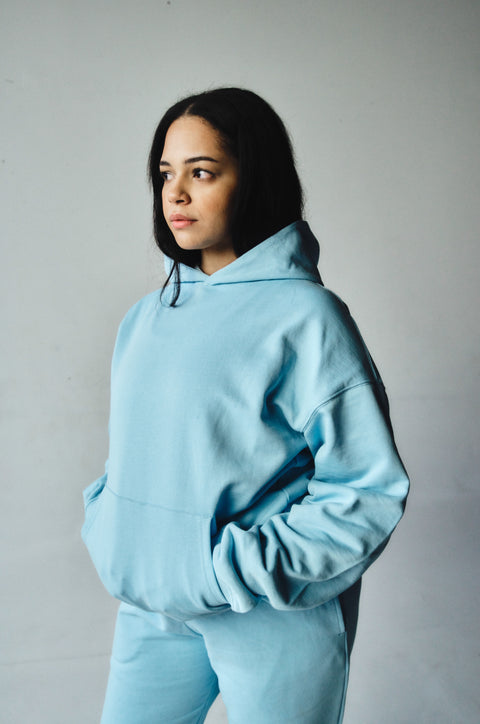 French Terry Hoodie - Baby Blue