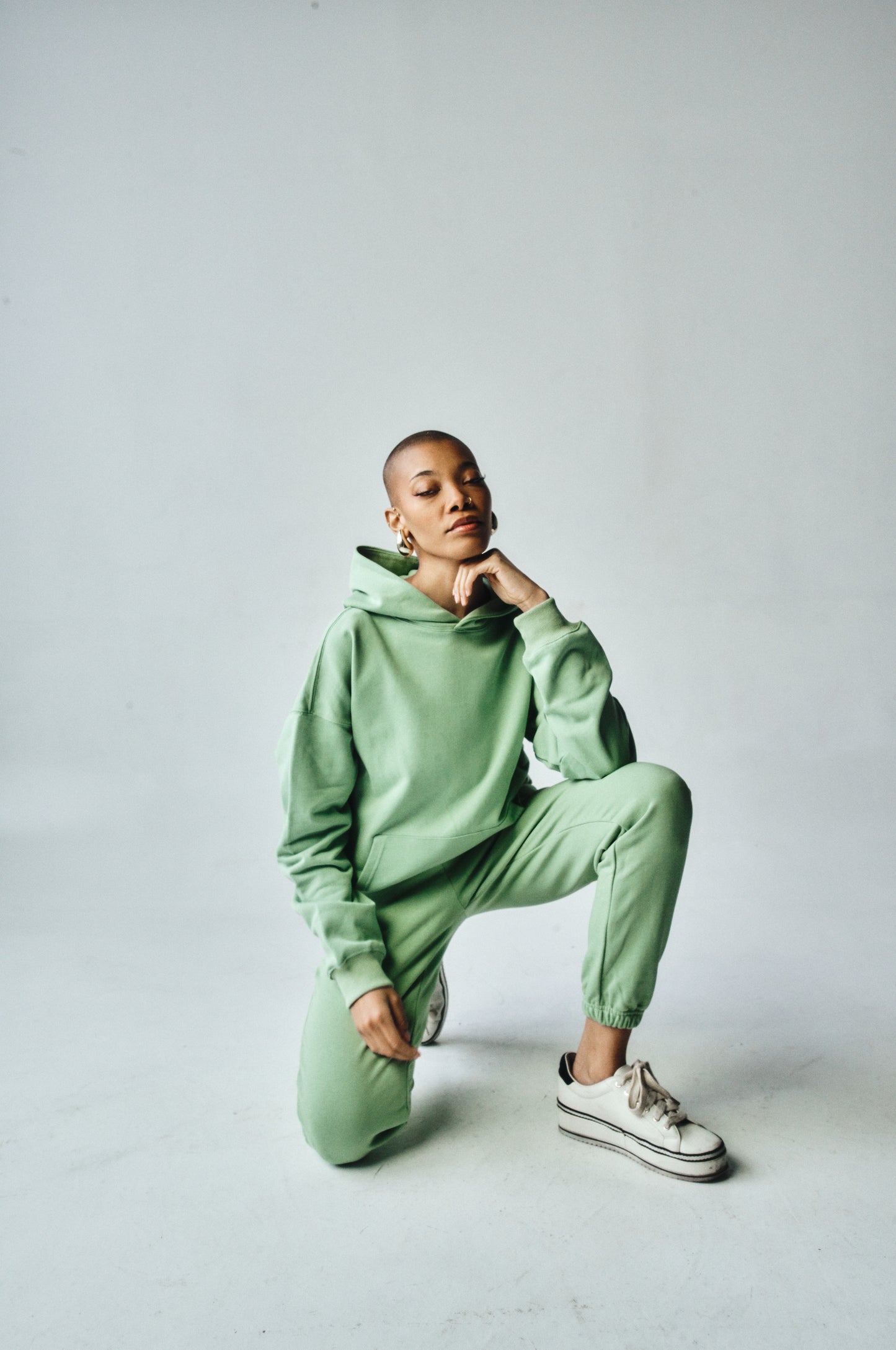 French Terry Hoodie - Dusty Mint