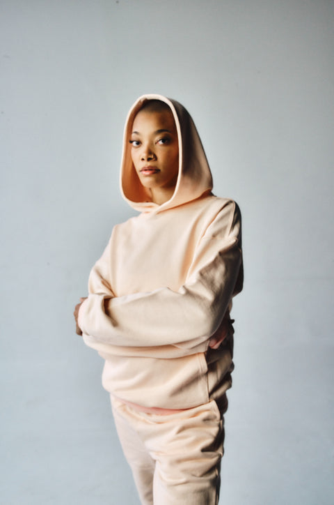 French Terry Hoodie - Pale Pink