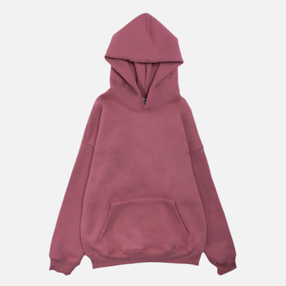 Cotton Fleece Hoodie -Rose Wine