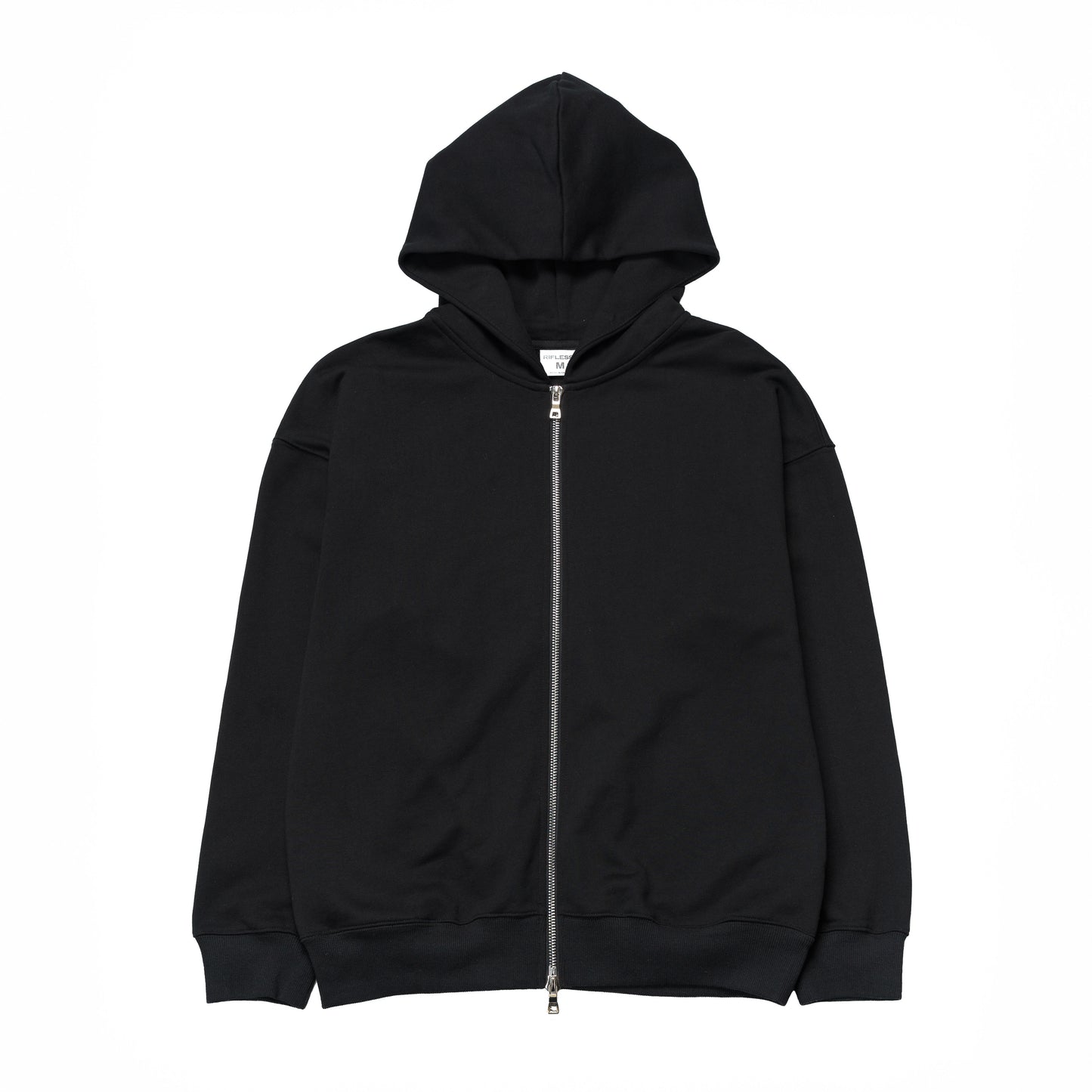 French Terry Double Zip Up - Black