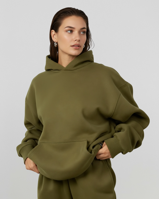 Cotton Fleece Hoodie - Olive