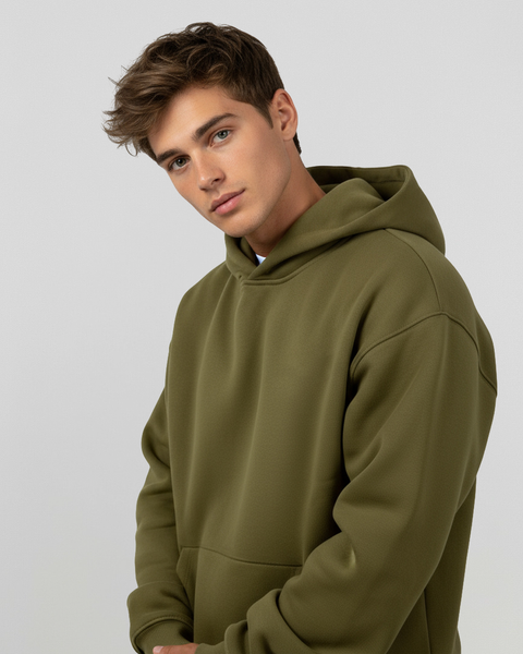 MEN'S Cotton Fleece Hoodie - Olive – Riflessi