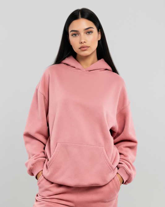 Cotton Fleece Hoodie - Rose Wine