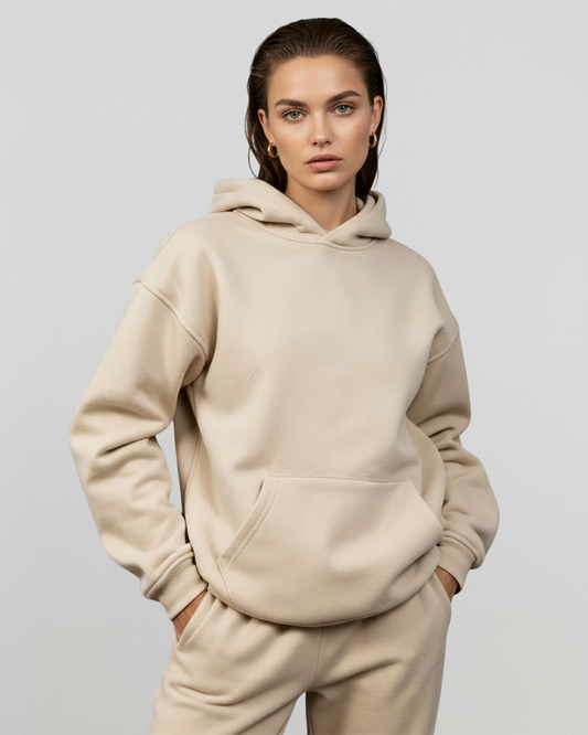 Cotton Fleece Hoodie - Sand