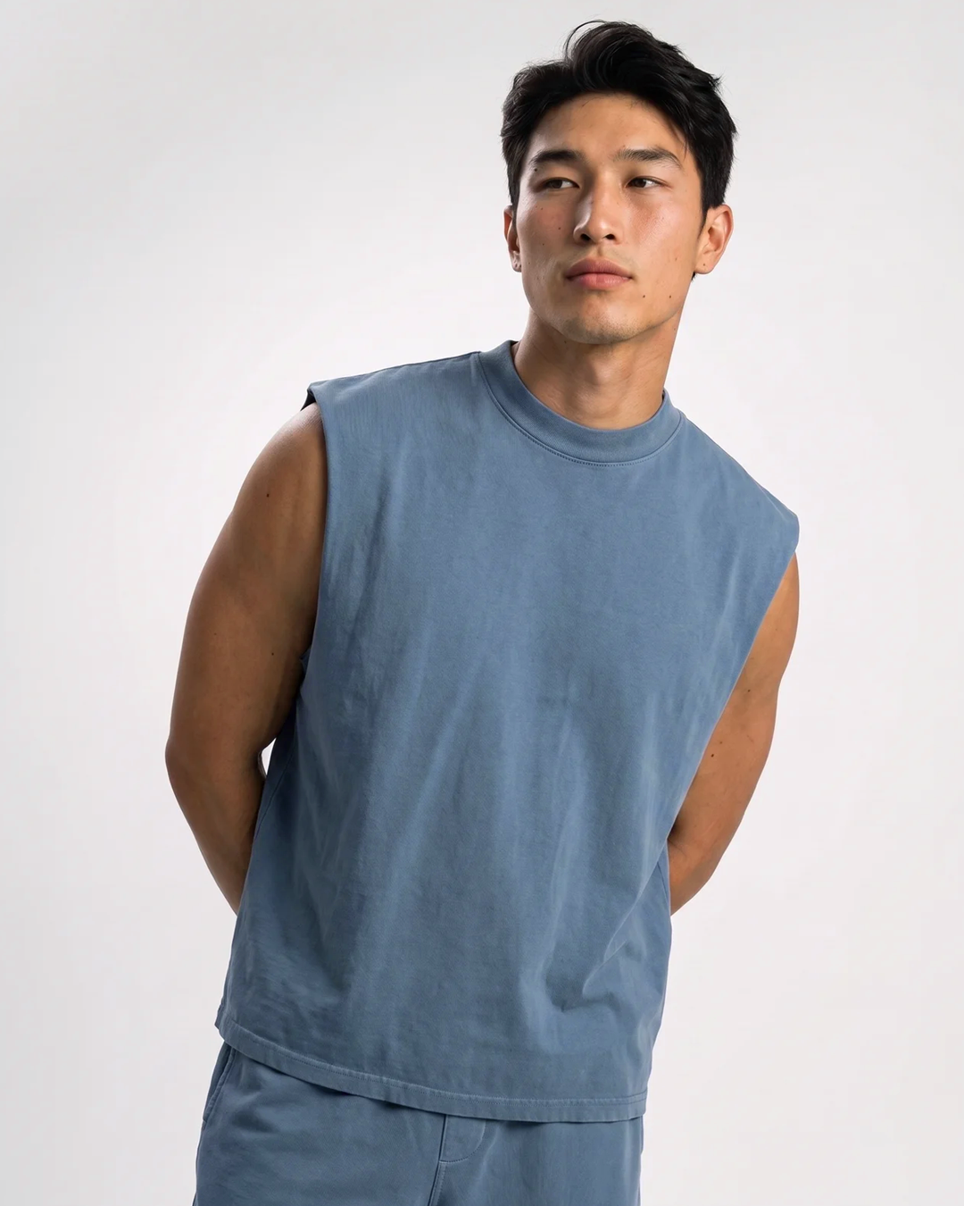 Canvas Muscle Tee - Smokey Blue