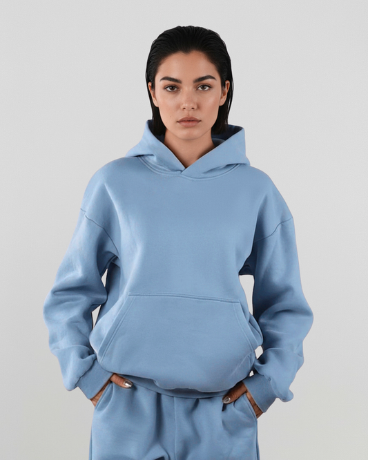 French Terry Hoodie - Smokey Blue