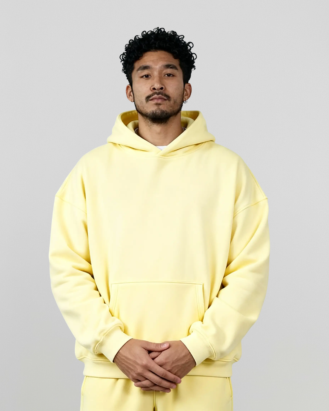 Cotton Fleece Hoodie - Yellow - Cream