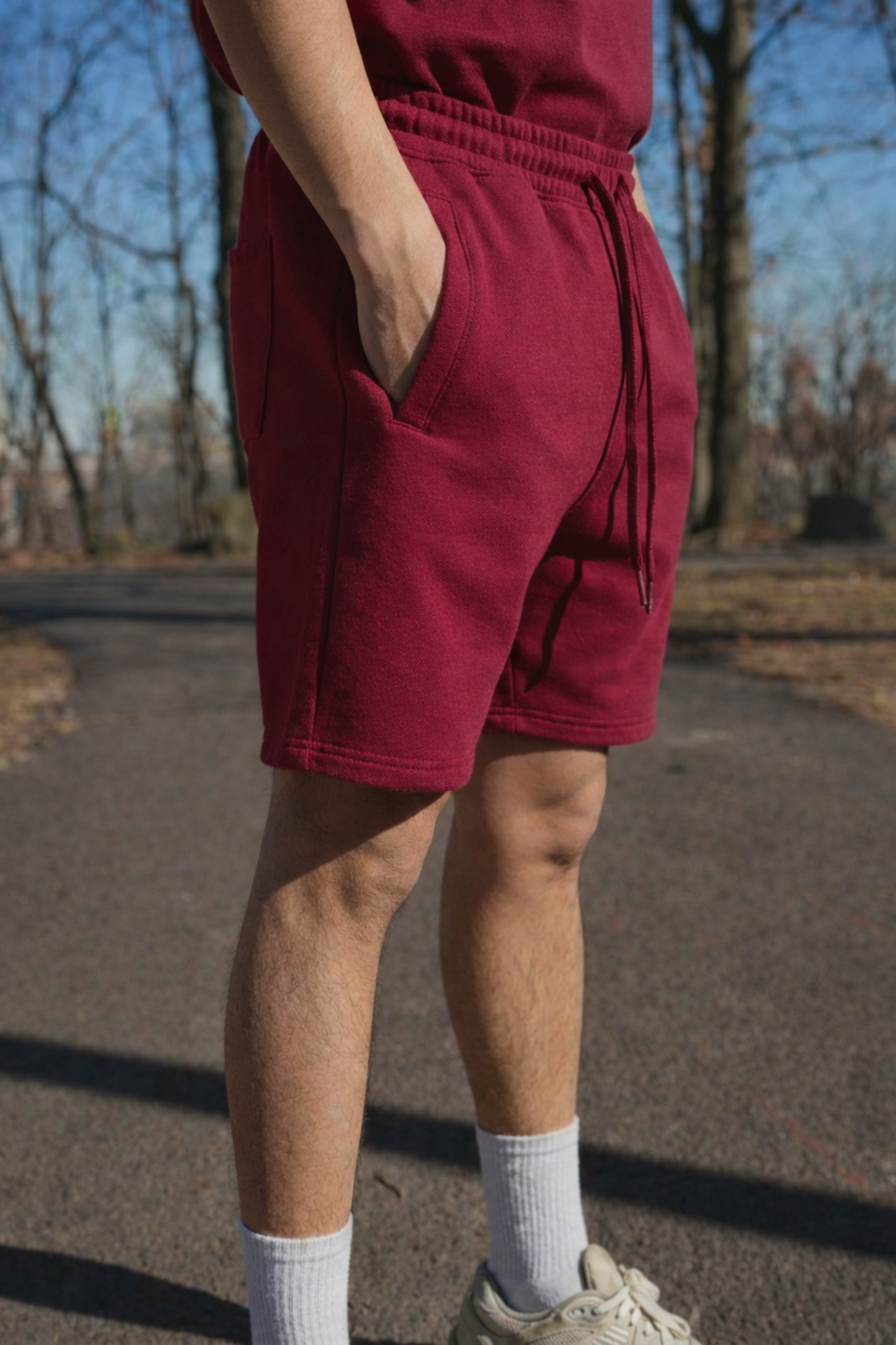 Canvas Fleece Shorts - Brick Red