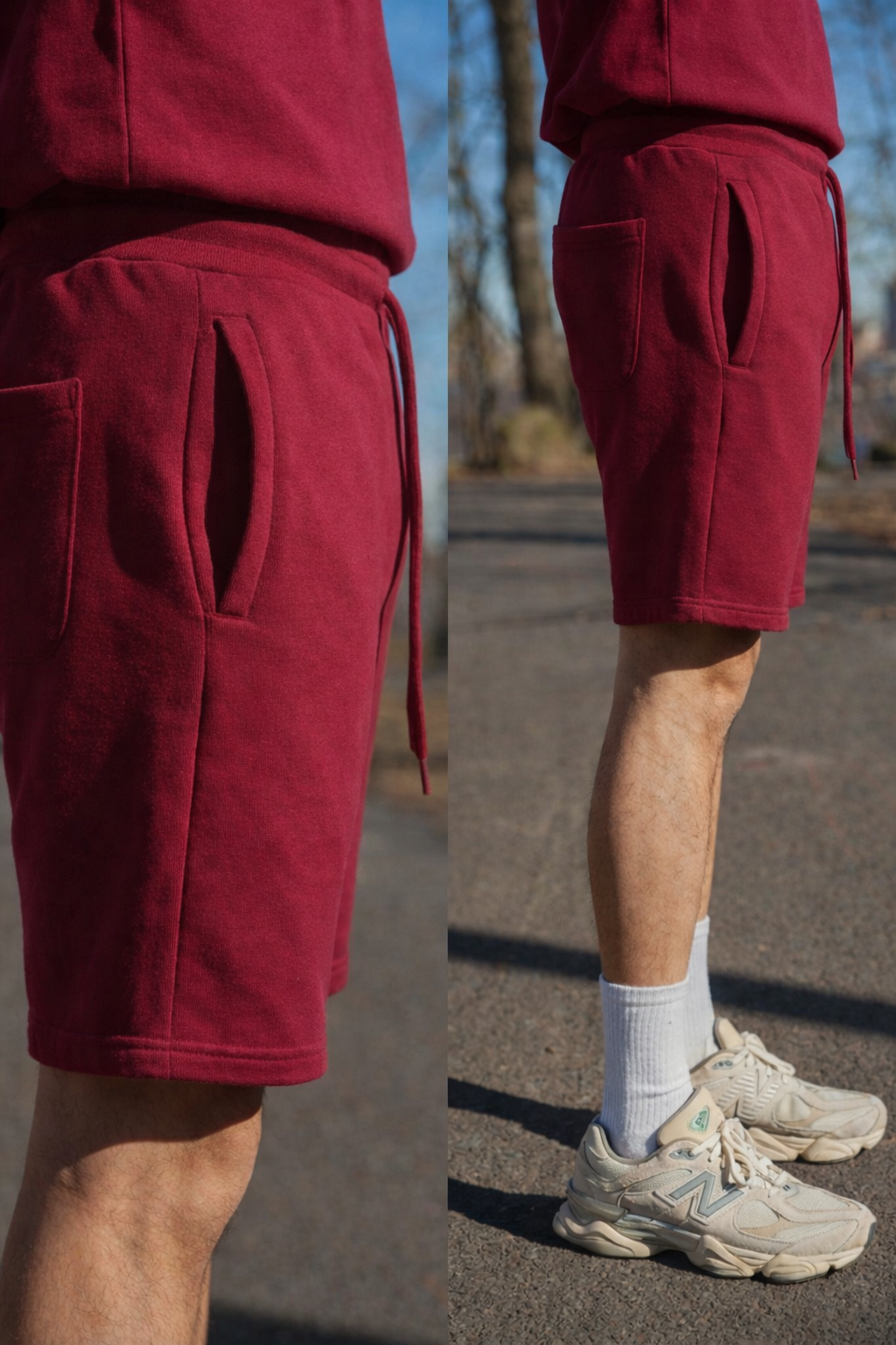 Canvas Fleece Shorts - Brick Red