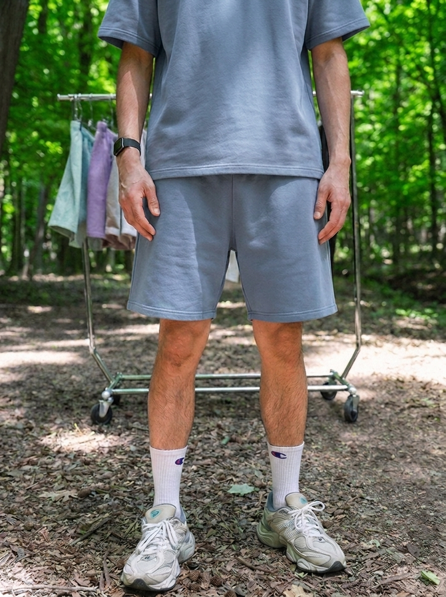 Canvas Fleece Shorts - Smokey Blue
