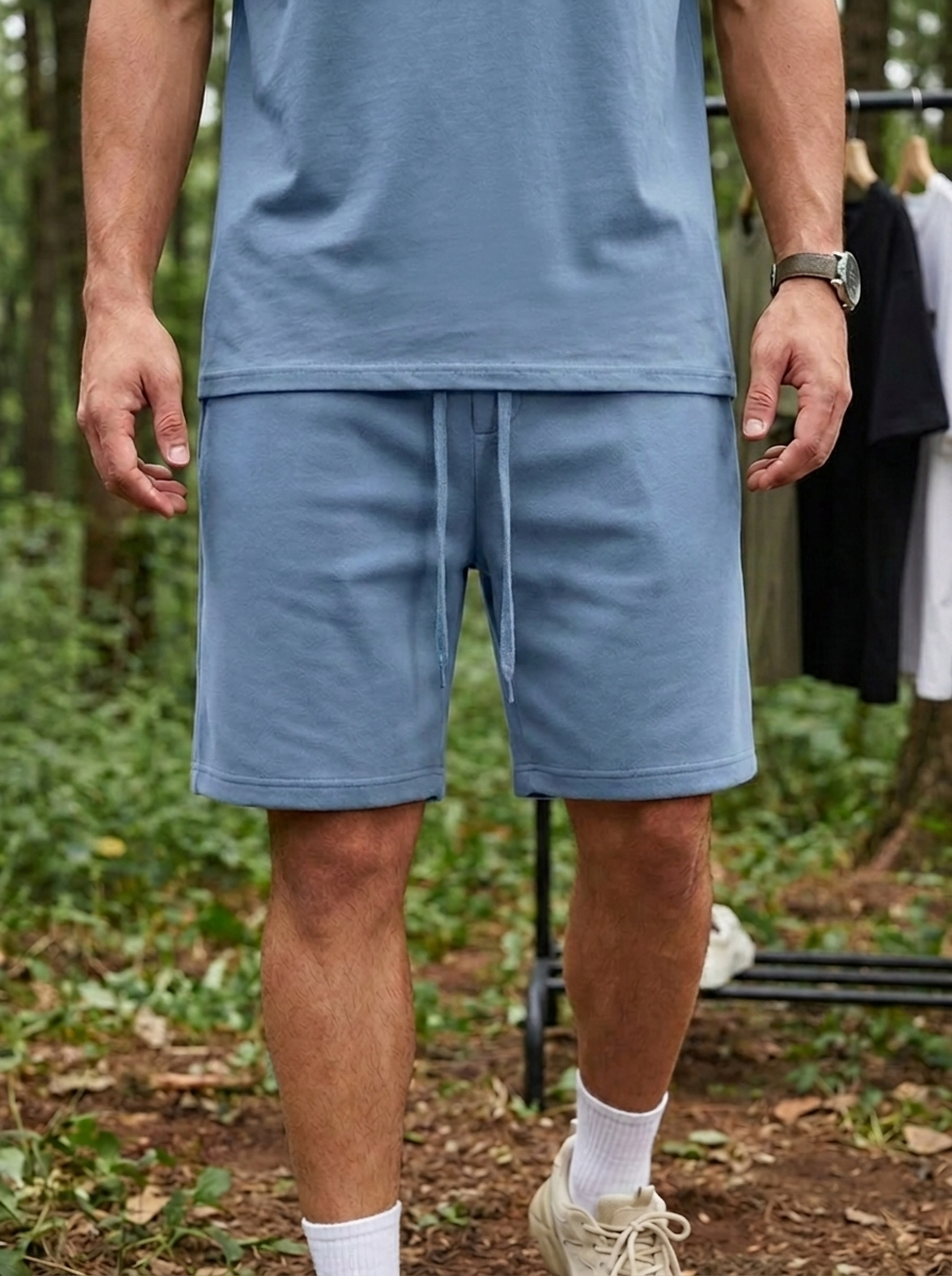 Canvas Fleece Shorts - Smokey Blue