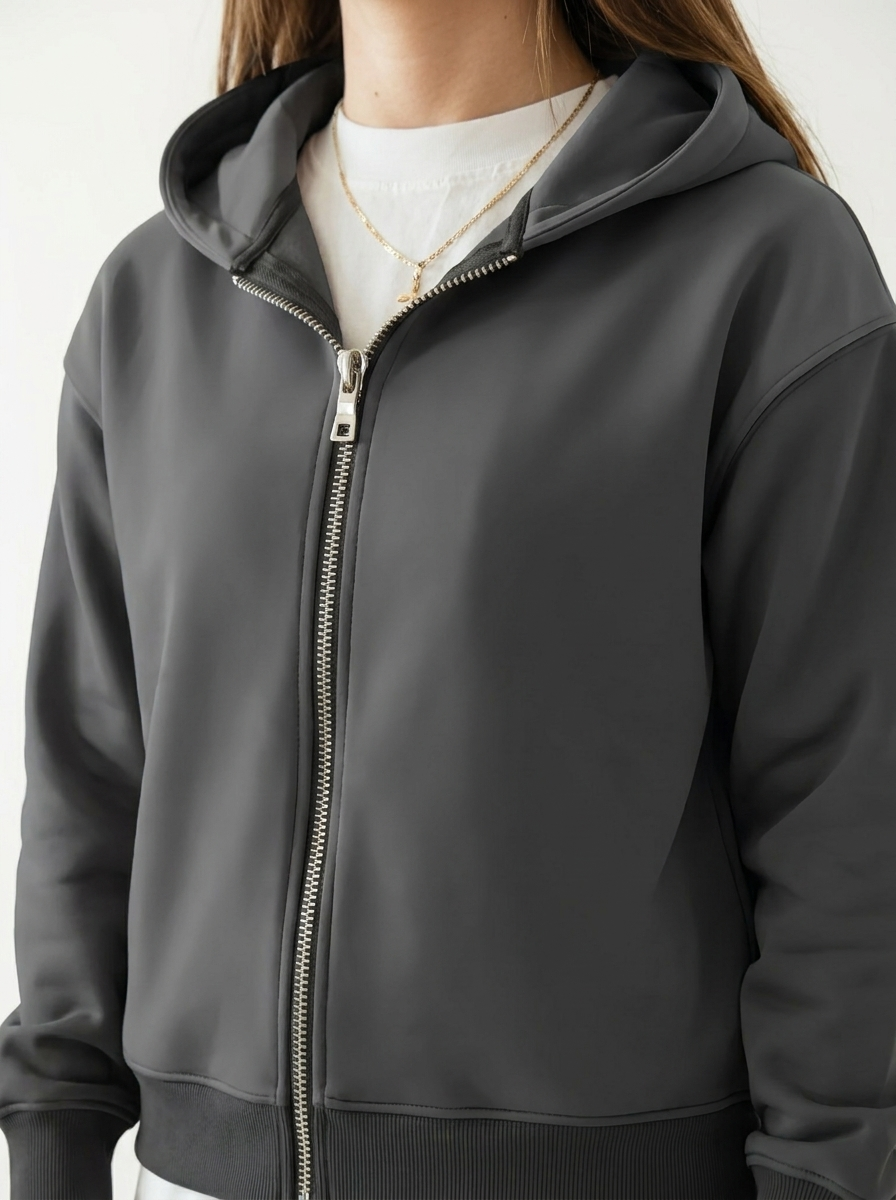 French Terry Double Zip Up - Dark Grey – Riflessi French Terry Double Zip Up - Dark Grey – Riflessi