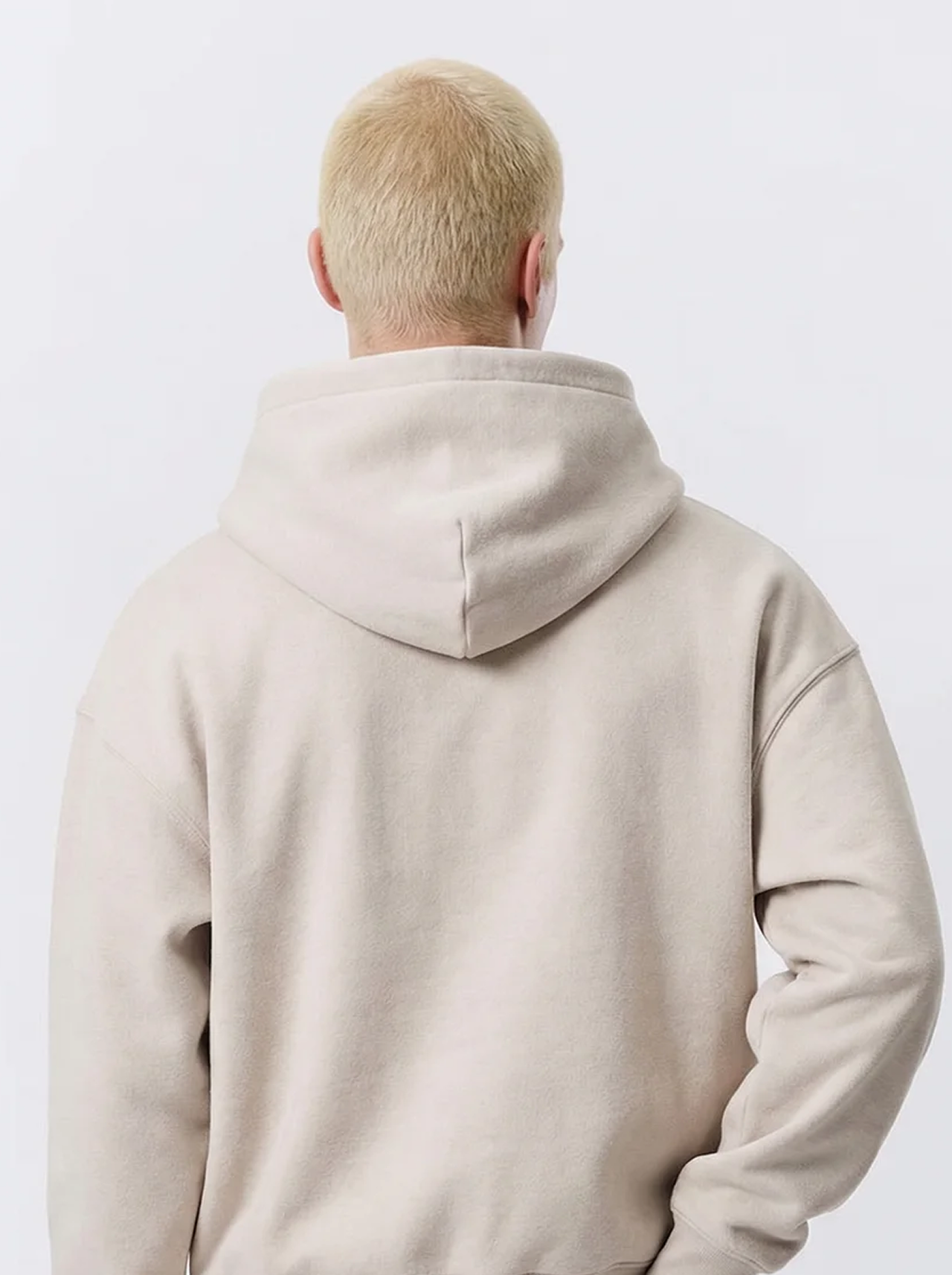 Men's Cotton Fleece Double-Zip Hoodie Wide-Leg Set - Light oatmeal