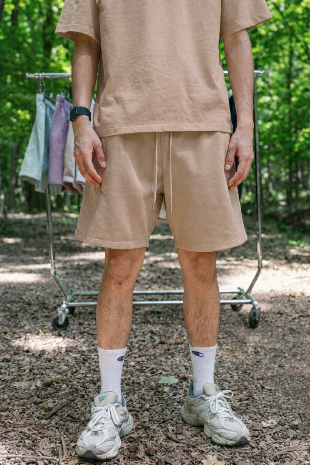 Canvas Fleece Shorts - Khaki