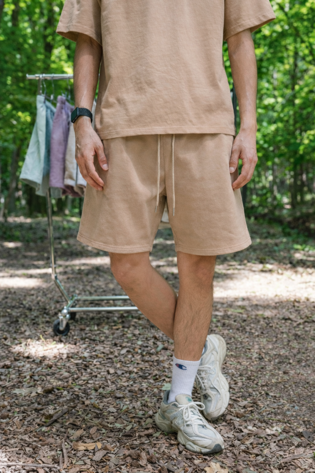 Canvas Fleece Shorts - Khaki