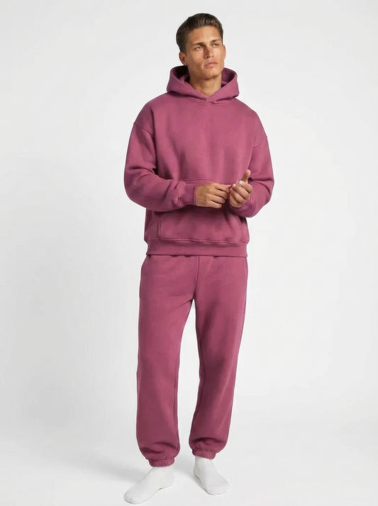 Men's Cotton Fleece Set - Crimson Red