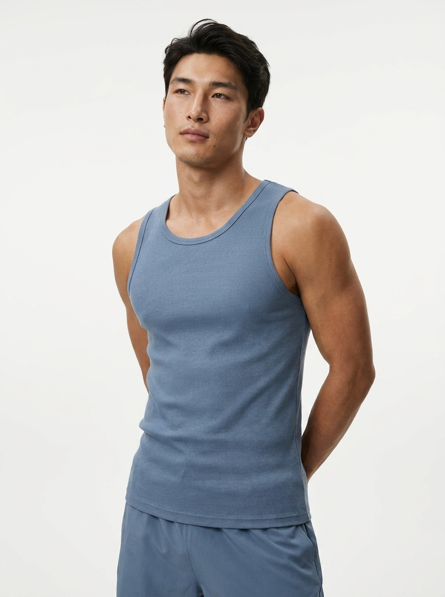 Canvas Muscle Tee - Smokey Blue