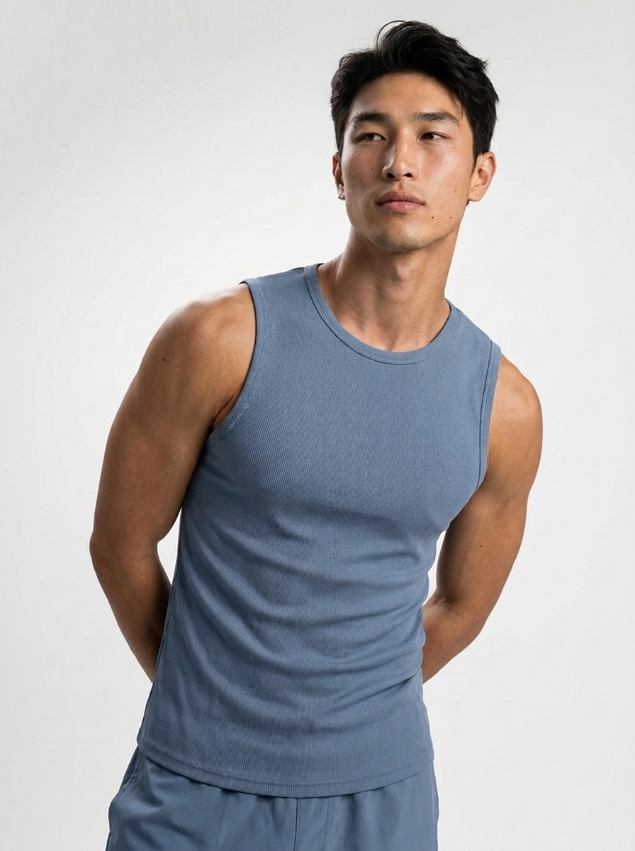Canvas Muscle Tee - Smokey Blue