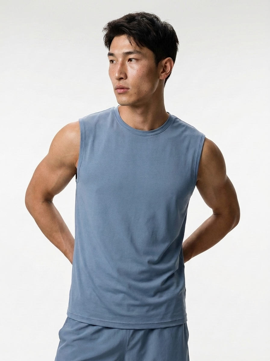 Canvas Muscle Tee - Smokey Blue