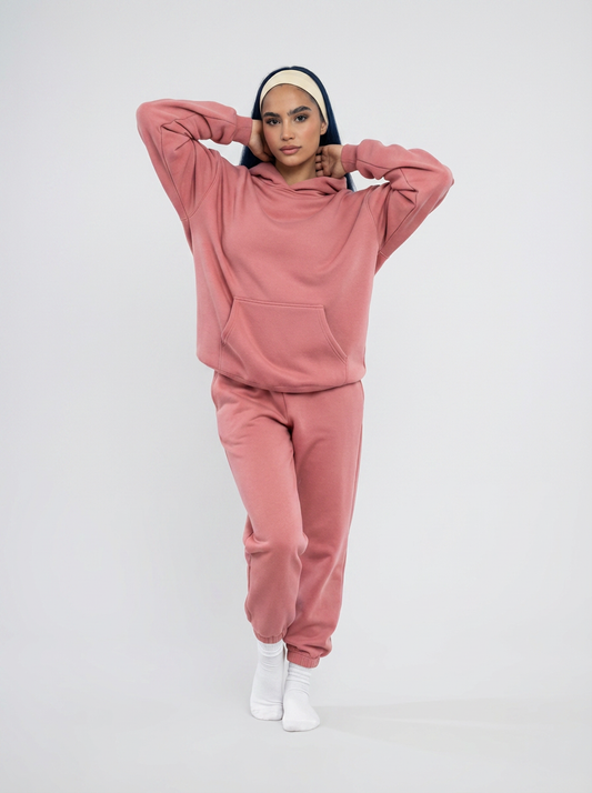Women's Cotton Fleece Set - Rose Wine