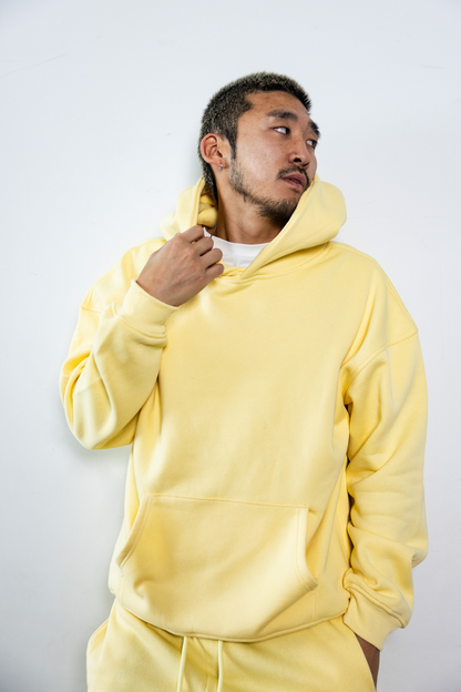 Cotton Fleece Hoodie - Yellow - Cream